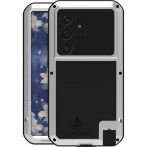 Etui pancerne + szkło LOVE MEI Powerful do Galaxy S25 Ultra, srebrne