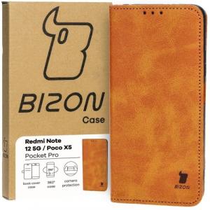 Etui z klapką Bizon Case Pocket Pro do Xiaomi Redmi Note 12 5G / Xiaomi Poco X5, brązowe