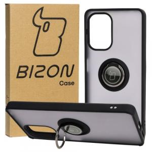 Etui z uchwytem na palec Bizon Case Hybrid Ring do Xiaomi Pocophone F5, przydymione z czarną ramką