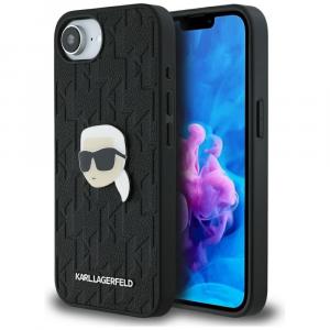 Etui Karl Lagerfeld HardCase Monogram Karl Head Pin do iPhone 16e, czarne