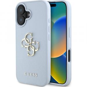 Etui Guess Grained Big 4G Small Classic Logo do iPhone 16, niebieskie