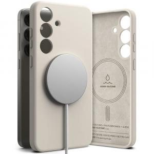 Etui Ringke Silicone Magnetic do MagSafe do Galaxy S25, beżowe