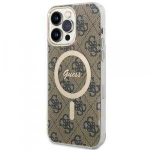 Etui Guess Hardcase 4G MagSafe do iPhone 14 Pro Max, brązowe