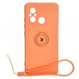 Etui Bizon Case Silicone Ring Sq do Xiaomi Redmi 12C, pomarańczowe