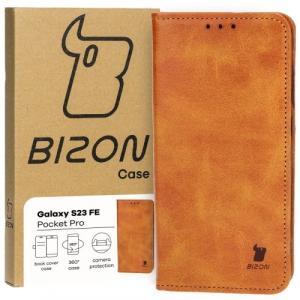 Etui z klapką Bizon Case Pocket Pro do Galaxy S23 FE, brązowe