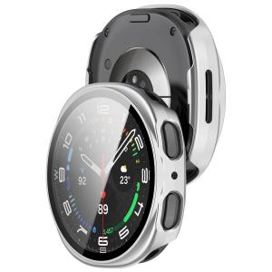 Etui ze szkłem do zegarka Bizon Case+Glass Watch do Galaxy Watch 8 40 mm, satynowo srebrne