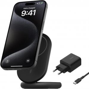 Ładowarka indukcyjna Belkin Boost Foldable Qi2 15W WIB007 dla iPhone z MagSafe +PSU, czarna