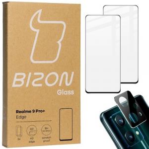 Szkło hartowane Bizon Glass Edge - 2 sztuki + ochrona na obiektyw, Realme 9 4G / Realme 9 Pro+