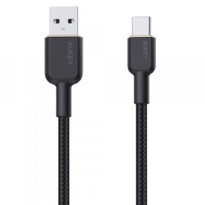 Kabel nylonowy Aukey USB-A do USB-C, QC, 60W, 480Mbps, 1,8 m, czarny