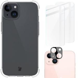 Etui +2x szkło + obiektyw Bizon Case Clear Pack do Apple iPhone 15, przezroczyste