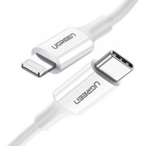 Kabel Ugreen USB-C do Lightning MFi 20W, 3A, 0,25 m, biały