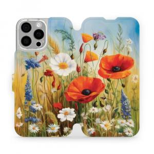 Etui z klapką do iPhone 16 Pro Max, Mobiwear Book, łąkowe kwiaty