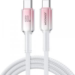 Kabel do ładowania / transmisji danych Joyroom Crystal-Clear Series USB-C do USB-C, 60W PD, 1.2m, biały