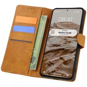 Etui z klapką Bizon Case Pocket do Xiaomi Redmi 13 4G, brązowe