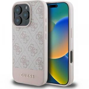 Etui Guess Hardcase 4G Bottom Stripe do iPhone 16 Pro, różowe