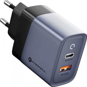 Ładowarka sieciowa Forcell F-Energy GaN Charger 45W, USB-A, USB-C, QC, PD, grafitowo-czarna