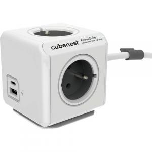 Listwa zasilająca/ przedłużacz Cubenest PowerCube Extended USB-A, USB-C, PD 20W wraz z 3 m przedłużaczem, szara