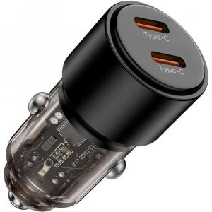 Ładowarka samochodowa Tech-Protect CC03, PD 100W, 2x USB-C, czarna