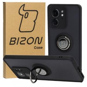 Etui z uchwytem na palec Bizon Case Hybrid Ring do Motorola Edge 40, przydymione z czarną ramką