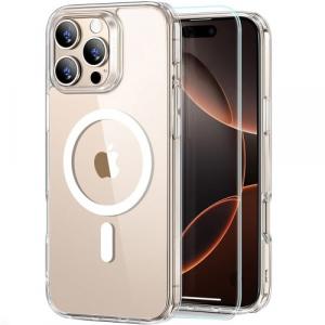 Etui + szkło hartowane ESR Classic Hybrid Halolock do iPhone 16 Pro Max do MagSafe, przezroczysto-białe