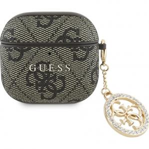 Etui Guess 4G Strass Charm Case AirPods 4, brązowe