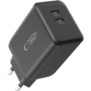 Ładowarka sieciowa Tech-Protect NC 45W GAN, 2x USB-C, PD, PPS, czarna