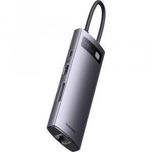 Hub, adapter Baseus StarJoy USB-C na 3x USB 3.1, USB-C PD 100W, RJ-45, SD/TF, HDMI 4k/60Hz, szary