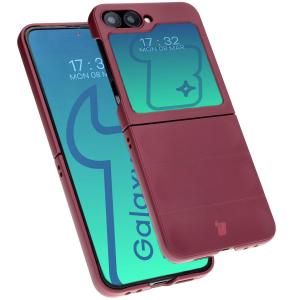 Pancerne etui Bizon Case Tur do Galaxy Z Flip7 FE / Z Flip6, burgundowe