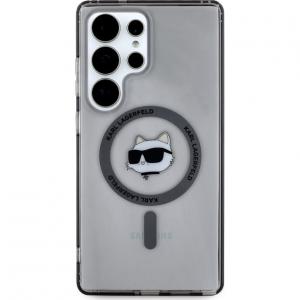 Etui Karl Lagerfeld Button Choupette Head do Galaxy S25 Ultra, do MagSafe, półprzezroczysto-szare