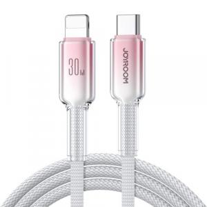 Kabel do ładowania / transmisji danych Joyroom Crystal-Clear Series USB-C do Lightning, 30W PD, 1.2m, biały