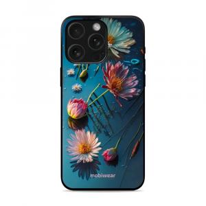 Etui ochronne do iPhone 15 Pro, Mobiwear Glossy Case, niebiesko-kwieciste