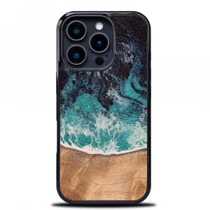 Drewniane etui do iPhone 16 Pro, Bewood Unique Dream Island, niebiesko-brązowe