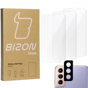 3x Szkło hartowane + szybka na aparat Bizon Glass Clear Pack, Galaxy S21 Plus 5G