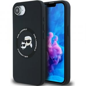 Etui Karl Lagerfeld Hard Case Silicone Karl & Choupette Heads Ring MagSafe do iPhone 16e, czarne