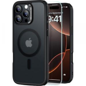 Zestaw Etui + Szkło hartowane, ESR Classic Hybrid HaloLock, Tempered Glass do iPhone 16 Pro Max do MagSafe, półprzezroczysto-czarne