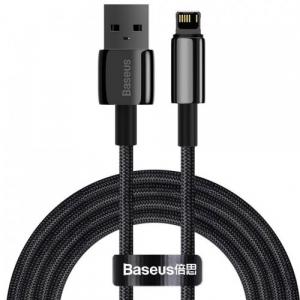 Kabel Baseus Tungsten Gold USB-A do Lightning 2.4A 2m, czarny