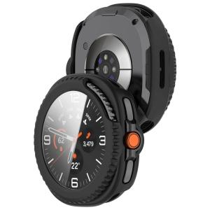 Etui ze szkłem do zegarka Bizon Case+Glass Watch do Galaxy Watch 8 Classic 46 mm, matowe czarne