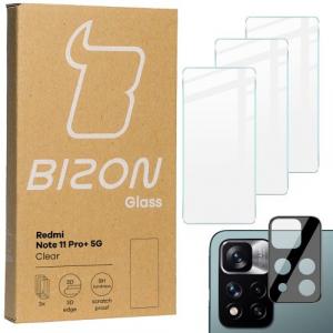 Szkło hartowane Bizon Glass Clear - 3 szt. + obiektyw, Redmi Note 11 Pro+ 5G