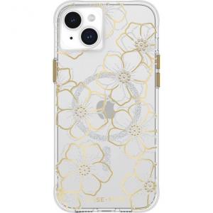 OUTLET: Etui Case-Mate Floral Gems MagSafe do iPhone 15 Plus, złote