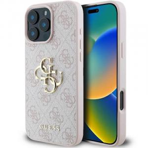 OUTLET: Etui Guess Hardcase 4G Big Metal Logo do iPhone 16 Pro, różowe
