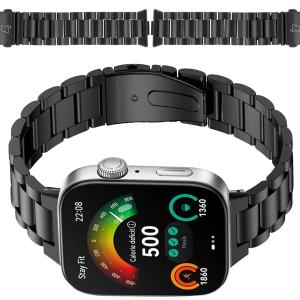 Pasek ze stali nierdzewnej Bizon Strap Watch Aura do Huawei Watch Fit 4 Pro/Fit 4/Fit 3, czarny