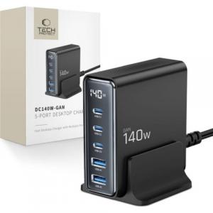 Multi Ładowarka biurkowa Tech-Protect CD140W - GaN 5-Port Deskop Charger , USB-A / USB-C, czarna