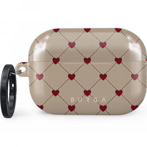 Etui Burga Love Letter do AirPods Pro 2, kremowe z czerwonym akcentem