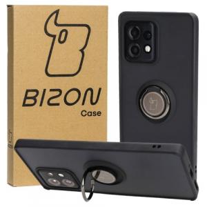 Etui z uchwytem na palec Bizon Case Hybrid Ring do Motorola Edge 40 Pro, przydymione z czarną ramką