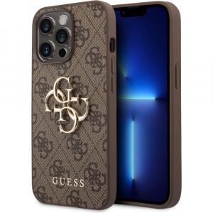 OUTLET: Etui Guess 4G Big Metal Logo do iPhone 14 Pro Max, brązowe