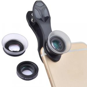 Uniwersalne obiektywy / soczewki Macro Lens Apexel 12-24X z klipsem 2w1 na aparat smartfona / tabletu