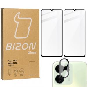 2x Szkło + szybka na aparat BIZON Edge 2 Pack do Redmi 13C/Poco C65