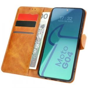 Etui z klapką Bizon Case Pocket do Motorola Moto G04 / G24, brązowe