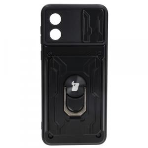 Etui Bizon Case Camshield Card Slot Ring do Motorola Moto E13 5G, czarne
