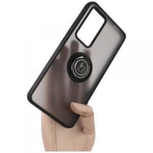 Etui z uchwytem na palec Bizon Case Hybrid Ring do Xiaomi 12T / 12T Pro, przydymione z czarną ramką